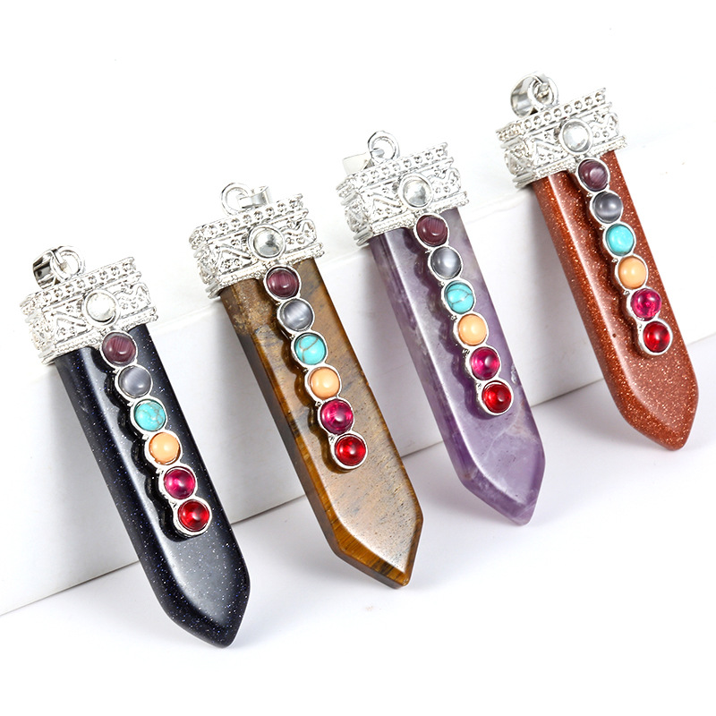 Natural Stone Chakela Pendant Seven Chakras Rhinestone pendulum Reiki Healing Chakra Rose Quartz Crystal Pendulo Charms for Necklace earrings Making
Natural Stone Chakela Pendant Seven Chakras Rhinestone pendulum Reiki Healing Chakra Rose Quartz Crystal Pendulo Charms for Necklace earrings Making