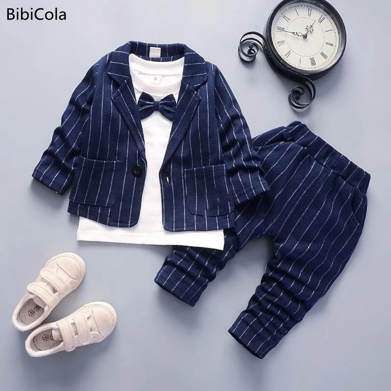 Baby Boy Fashion Clothing Set Kid Tie Suits High Quality Autumn Spring Children Tracksuit For Kids Wedding Party Outfits 220212