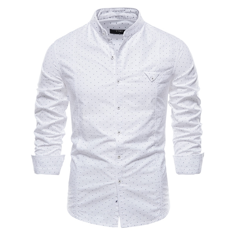 High Quality Long Sleeve Dot Shirt Men Spring Stand Collar Cotton Shirts for Casual Social Business 's Dress 210721, Gray
High Quality Long Sleeve Dot Shirt Men Spring Stand Collar Cotton Shirts for Casual Social Business 's Dress 210721, Gray