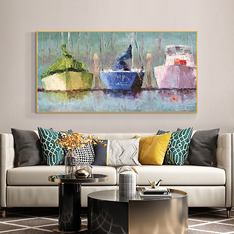 Sailboat Painting Wall Art For Living Room Boat Ship Pictures Canvas Prints Modern Home Decor Oil Painting On Canvas Quadros