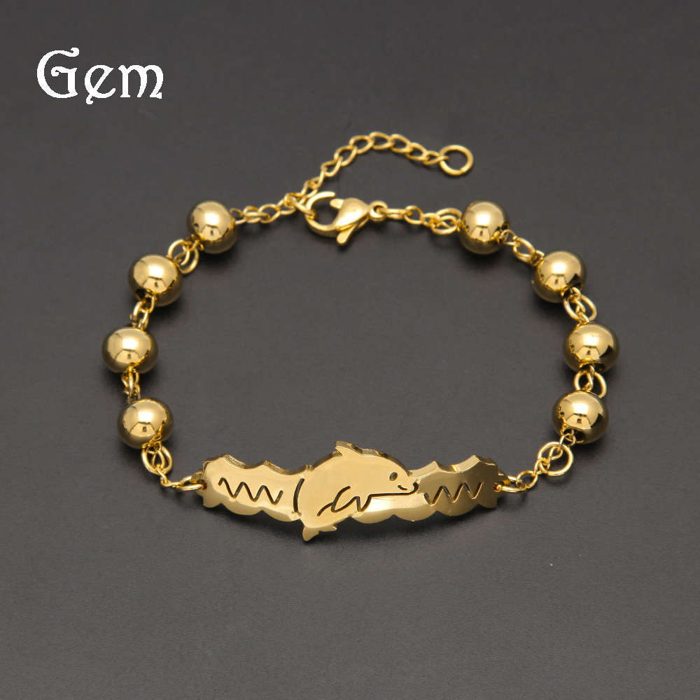Gumeng jewelry new stainless steel color preserved electroplated dolphin accessories Rosary Bracelet women's jewelry
Gumeng jewelry new stainless steel color preserved electroplated dolphin accessories Rosary Bracelet women's jewelry