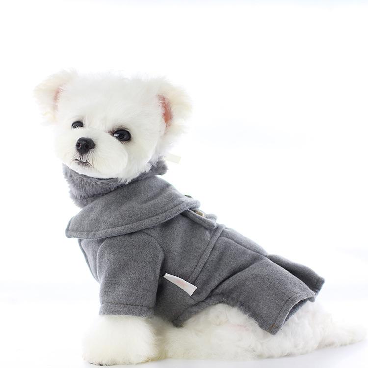 Dog Apparel Warm Winter Jacket Double-sided Woolen Coat Cat Clothes Bichon Detachable Neck Faux Fur XS S M L XL