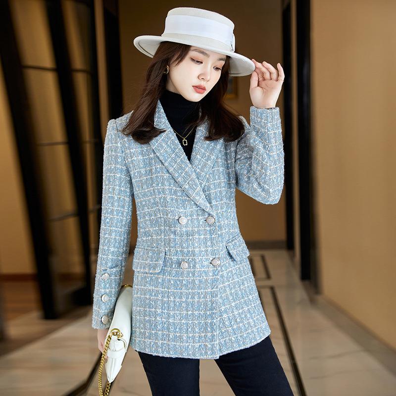 Women' Suits & Blazers Fashion Plaid Suit Jacket Clothing Spring Autumn 2021 Korean Casual Office Lady Coats D452, Blue
Women' Suits & Blazers Fashion Plaid Suit Jacket Clothing Spring Autumn 2021 Korean Casual Office Lady Coats D452, Blue