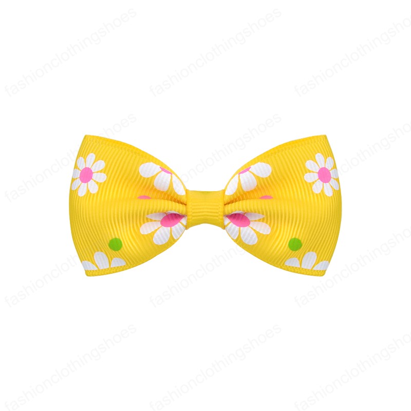 20 Color Printed Floral Hair Clip Bowkont Grosgrain Ribbon Hair Bows for Girl Kids Handmade Hairgrips Headwear Hair Accessories