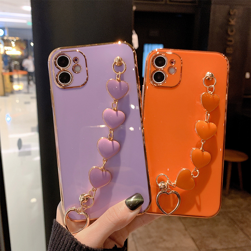 Luxury Electroplated Wrist Chain Phone Case For iPhone 12 mini 11 Pro XR X XS Max 7 8 Plus Cute Love Heart Bracelet Soft Cover
Luxury Electroplated Wrist Chain Phone Case For iPhone 12 mini 11 Pro XR X XS Max 7 8 Plus Cute Love Heart Bracelet Soft Cover