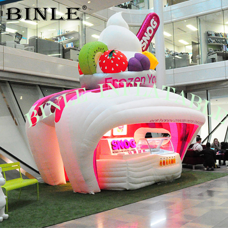 Custom portable fast food and drink inflatable ice cream stand stall station concession tent in unique shape design