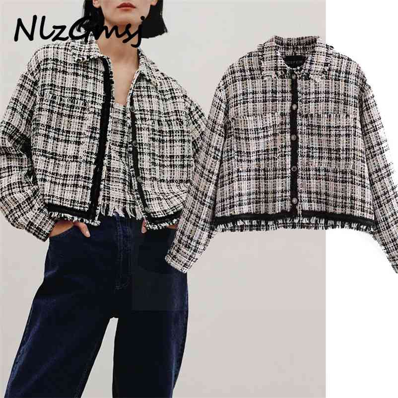 Jacket Women Spring Autumn Fashion Single-breasted Turn-down Collar Lattice Long Sleeve Casual Women's Coat 210628, As picture
Jacket Women Spring Autumn Fashion Single-breasted Turn-down Collar Lattice Long Sleeve Casual Women's Coat 210628, As picture