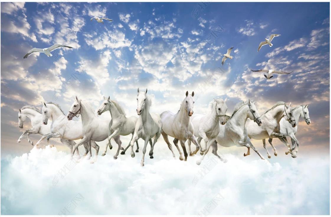 Custom photo wallpaper for walls 3d murals wallpapers Fashion Modern animal horse galloping white horse background wall decoration painting