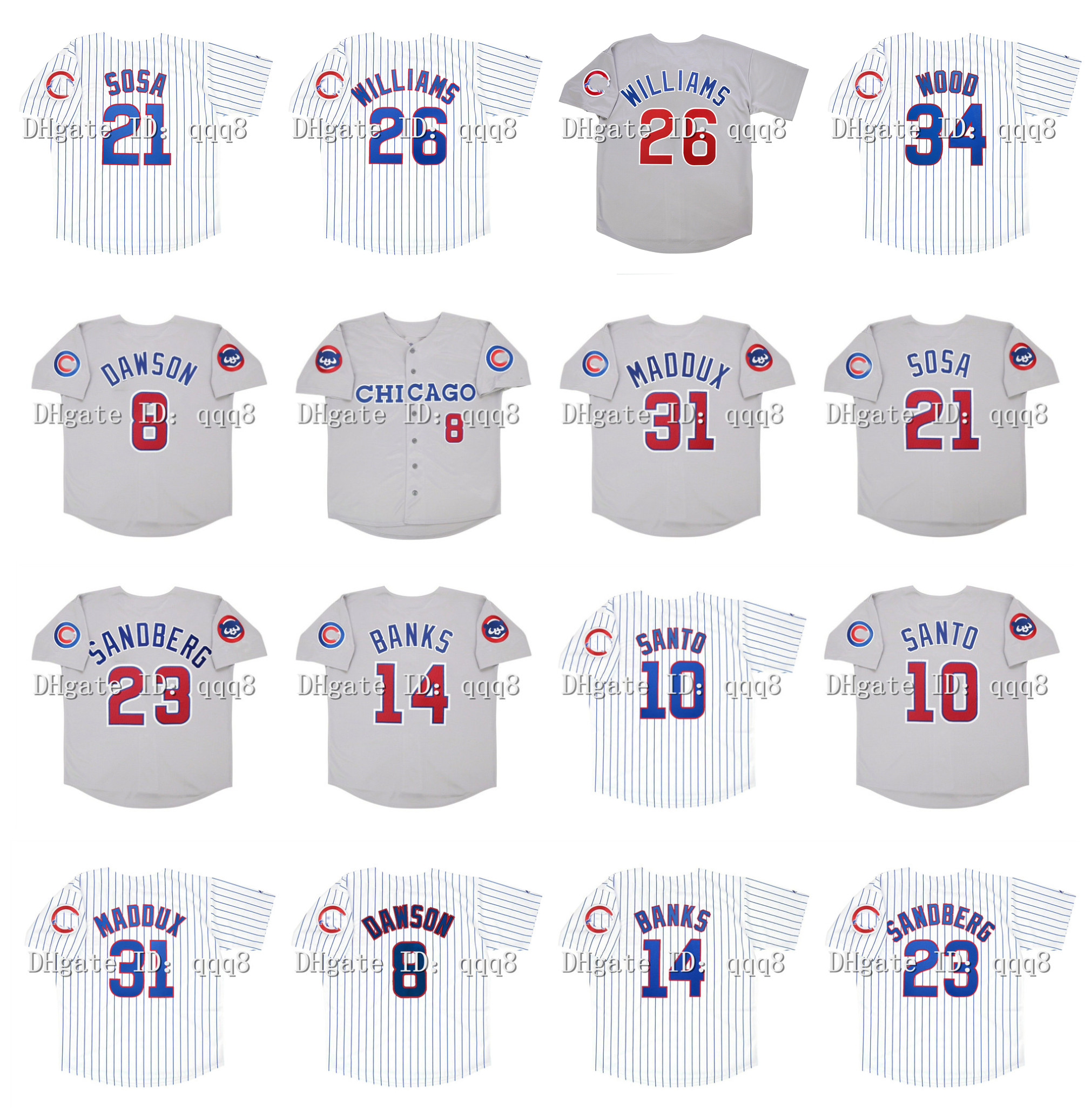 Vintage 1992 Chicago Baseball Jerseys Greg 31 Maddux 21 Sammy Sosa 23 Ryne Sandberg 8 Andre Dawson 14 Ernie Banks 10 Ron Santo 26 Billy Williams White Grey Jersey, As pic
Vintage 1992 Chicago Baseball Jerseys Greg 31 Maddux 21 Sammy Sosa 23 Ryne Sandberg 8 Andre Dawson 14 Ernie Banks 10 Ron Santo 26 Billy Williams White Grey Jersey, As pic