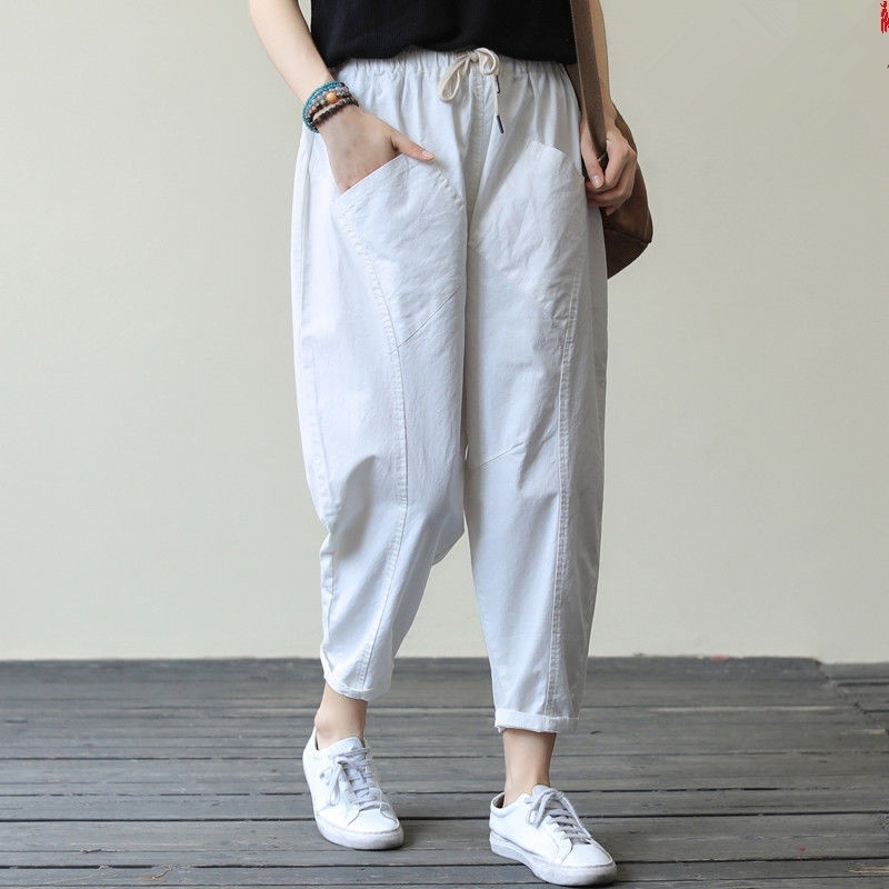 Womens Spring Summer Baggy Pants White Cotton Linen Solid Harem Women High Waist Lace Up Soft Trousers Bottoms 210603, Black
Womens Spring Summer Baggy Pants White Cotton Linen Solid Harem Women High Waist Lace Up Soft Trousers Bottoms 210603, Black