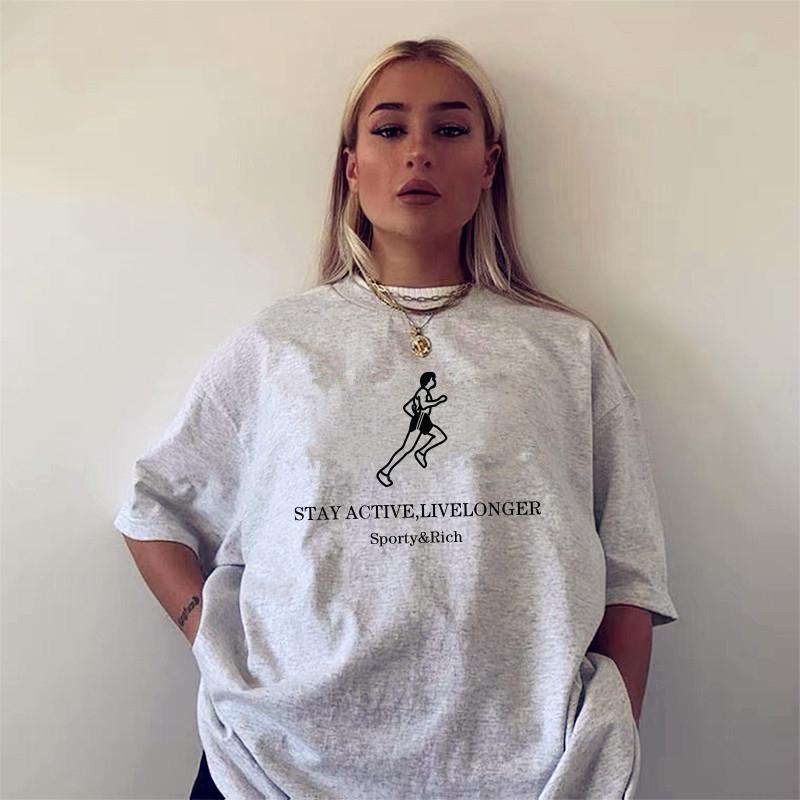 Letters Women's T-Shirt Rich Sporty And Printed Graphic Tees For Women Summer Cotton Short Sleeve Casual Top Loose O Neck Cool Tshirt QCJK, Grey
Letters Women's T-Shirt Rich Sporty And Printed Graphic Tees For Women Summer Cotton Short Sleeve Casual Top Loose O Neck Cool Tshirt QCJK, Grey