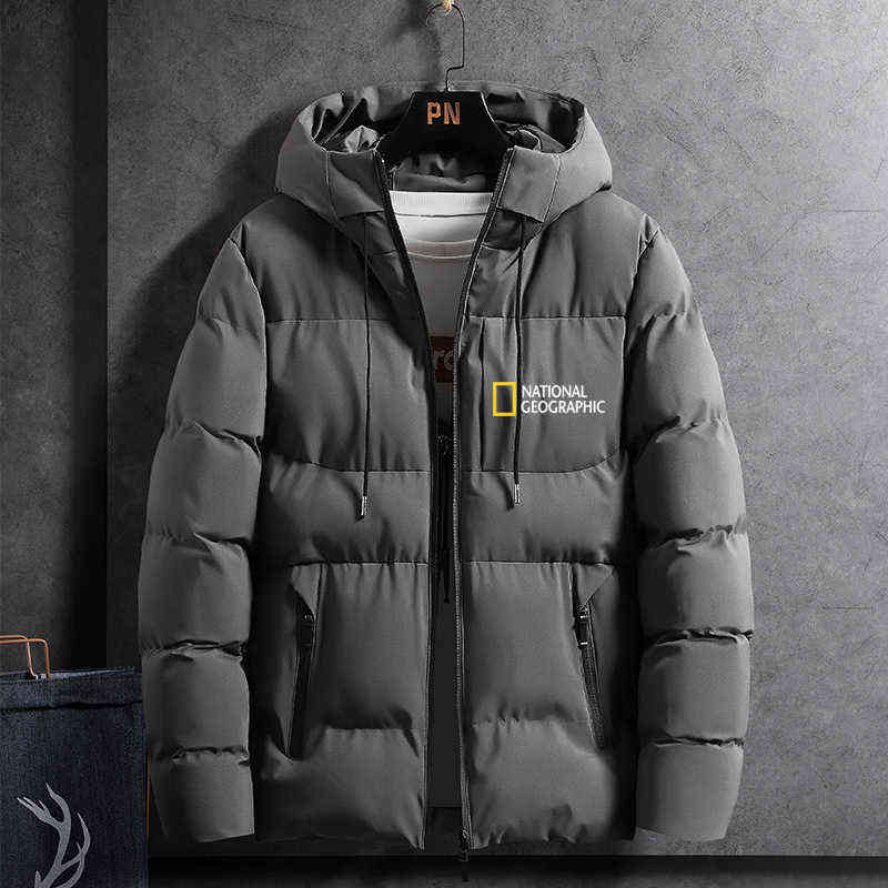 National Geographic Clothing Winter Jacket Men Plus Size 4XL Cotton Padded Warm Parka Coat Casual Male Windbreaker 211214