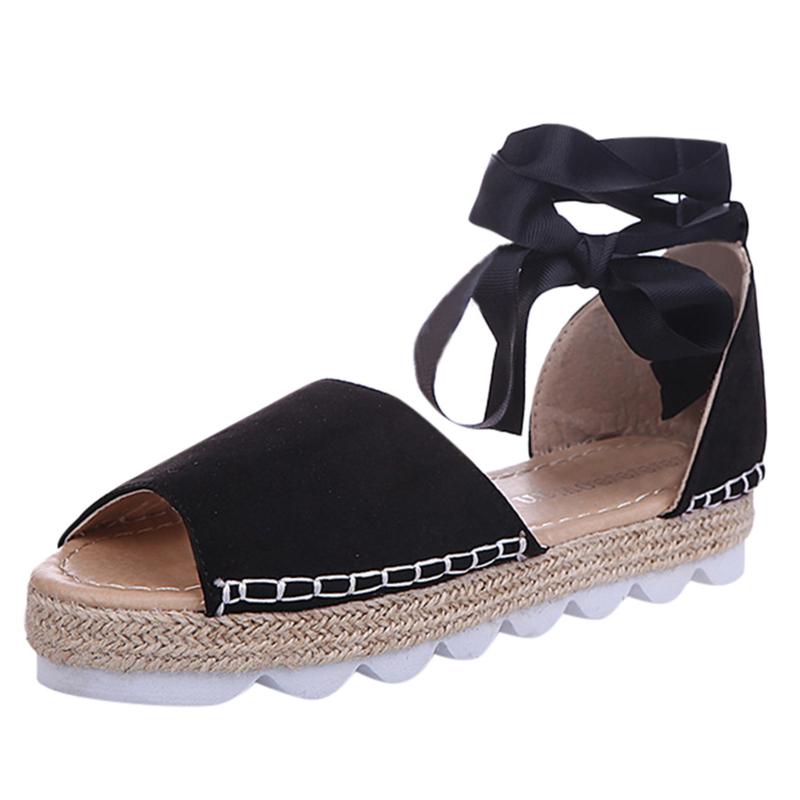 Sandals Thick Bottom Women Grass Woven Fish Mouth Ankle Strap Beach Shoes Summer Outdoor Rope Women's Slippers