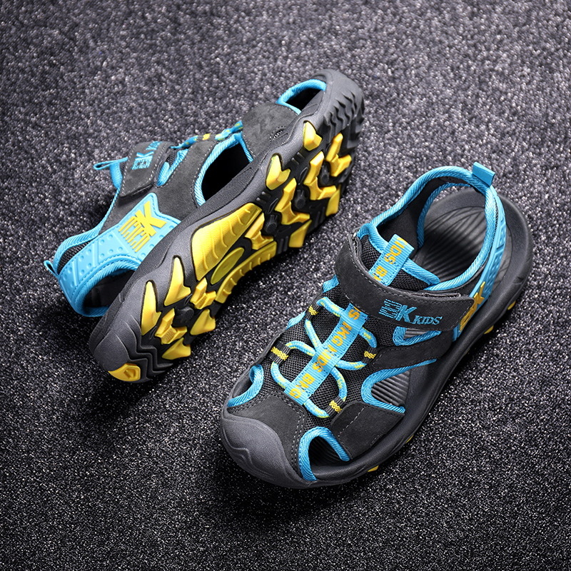 SKHEK Kids Shoes Summer Pu Leather Closed Toe Camouflage Beach Shoes Boys Sandals Children Shoes Girls Sport Kids Sandals 210306