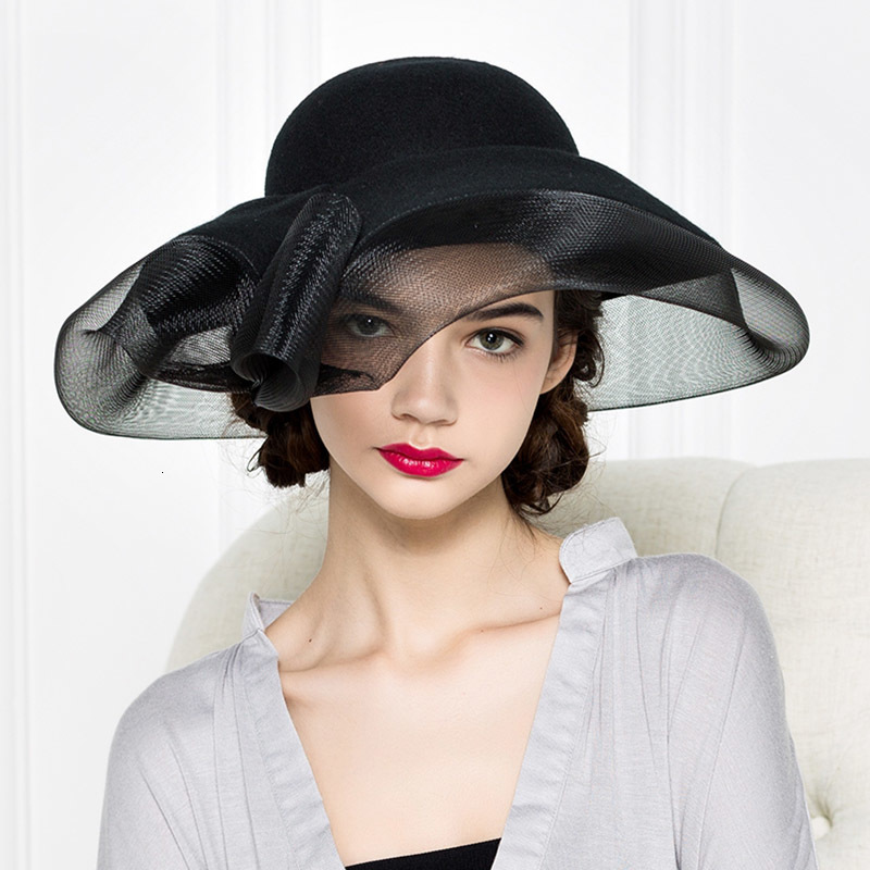 2021 New Elegant 100% Felt Warm Winter Hats Netting Trim Women Wide Brim Wool Fedoras Downton Abbey Vintage Style Church Wedding Hat Dfxt, Black
2021 New Elegant 100% Felt Warm Winter Hats Netting Trim Women Wide Brim Wool Fedoras Downton Abbey Vintage Style Church Wedding Hat Dfxt, Black