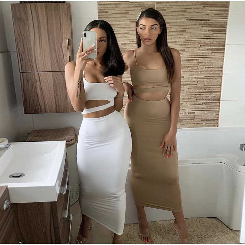 Colysmo 2 Layers Summer Dress Women Sexy Bodycon Party Square Collar Asymmetry Strap Hollow Out Long Orange 210527