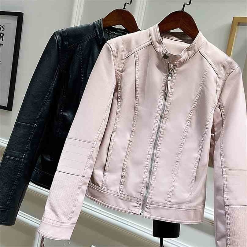 Spring Autumn Pink Leather Jacket Women Slim Long Sleeve Zipper Black Faux Coat Ladies Biker Moto Pu Outwear Jackets 210525
Spring Autumn Pink Leather Jacket Women Slim Long Sleeve Zipper Black Faux Coat Ladies Biker Moto Pu Outwear Jackets 210525