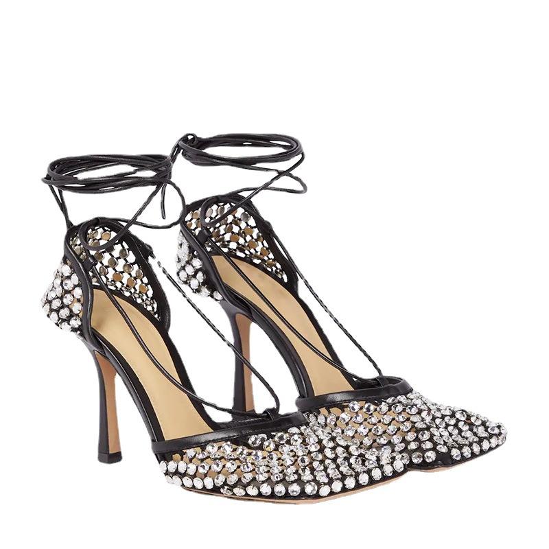 Sandals Women Square Toe Rhinestones Stilettos High Heel Shoes Ankle Straps Mesh Genuine Leather Luxury Plus Size 2022, Black
Sandals Women Square Toe Rhinestones Stilettos High Heel Shoes Ankle Straps Mesh Genuine Leather Luxury Plus Size 2022, Black