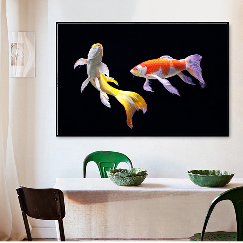 Wall Art Pictures Goldfish Decorative Paintings For Living Room Canvas Art Prints Colorful Fish Animal Painting Cuadros Unframed