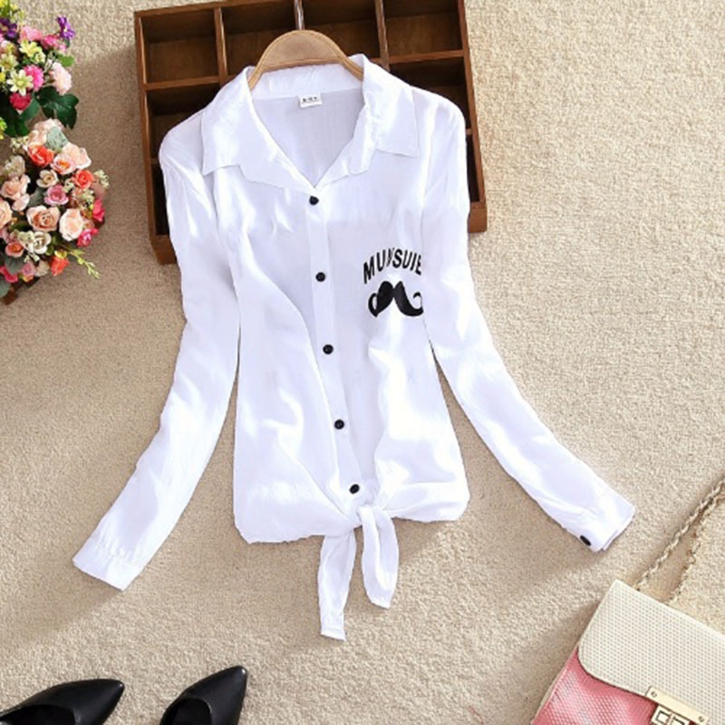 Women Shirts White Blouses Kimono Summer Top Women Letter Printed Shirts Sleeve Turn Down Collar Casual Print Cardigan 210225