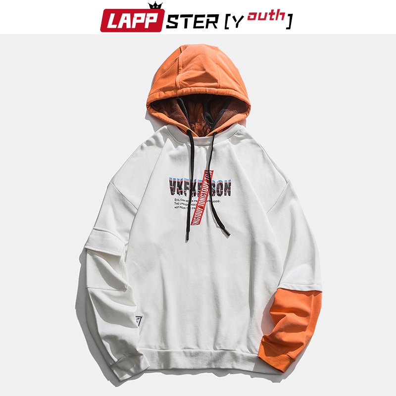 LAPPSTER-Youth Color Block Harajuku Sweatshirt New Arrival Streetwear Hip Hop Hooded Hoodies Mens Korean Fashions Clothing 201104