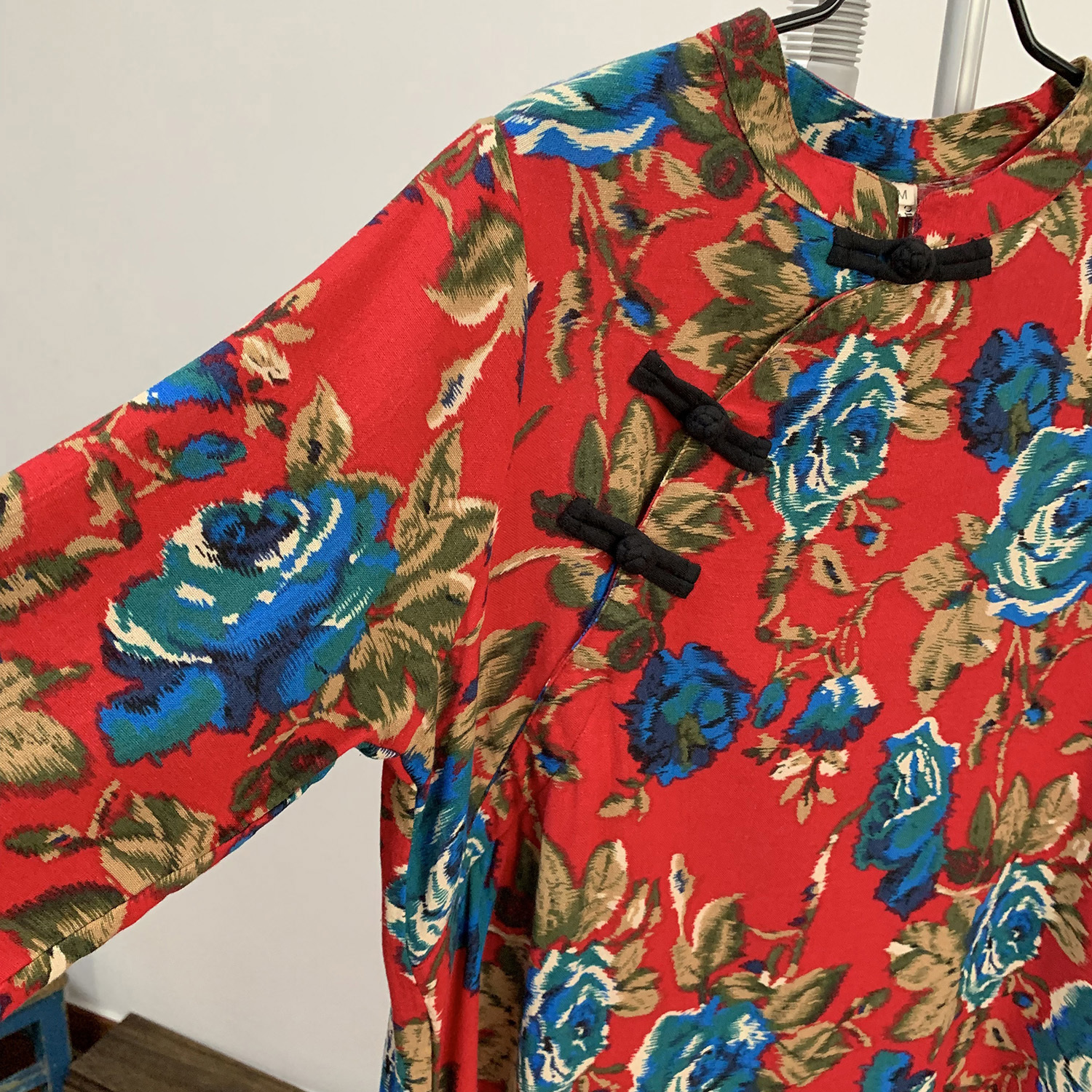 Ethnic women's long cotton and linen large color loose size dress Chinese retro diagonal buckle tea clothing autumn 210309