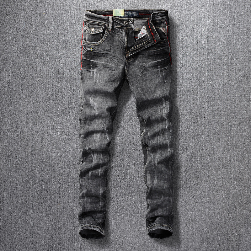 2021 New Italian Vintage Designer Fashion Men Jeans High Quality Retro Black Gray Slim Fit Ripped Denim Trousers Streetwear Hip Hop Pants D9
2021 New Italian Vintage Designer Fashion Men Jeans High Quality Retro Black Gray Slim Fit Ripped Denim Trousers Streetwear Hip Hop Pants D9