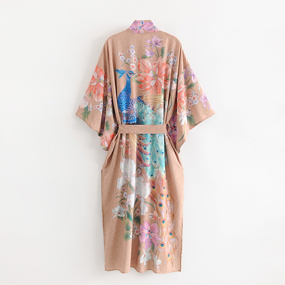 Bohemian V neck Peacock Flower Print Long Kimono Shirt Khaki Holiday New Lacing up Sashes Long Cardigan Loose Blouse Tops, Red
Bohemian V neck Peacock Flower Print Long Kimono Shirt Khaki Holiday New Lacing up Sashes Long Cardigan Loose Blouse Tops, Red