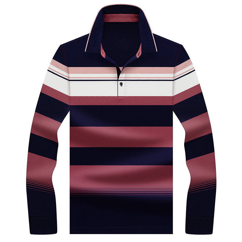 Men's Stripes contrast Polo Shirts Fashion Long sleeve Polos High Quality Mens Slim Fit Business Polo Shirt Male 8703 210308