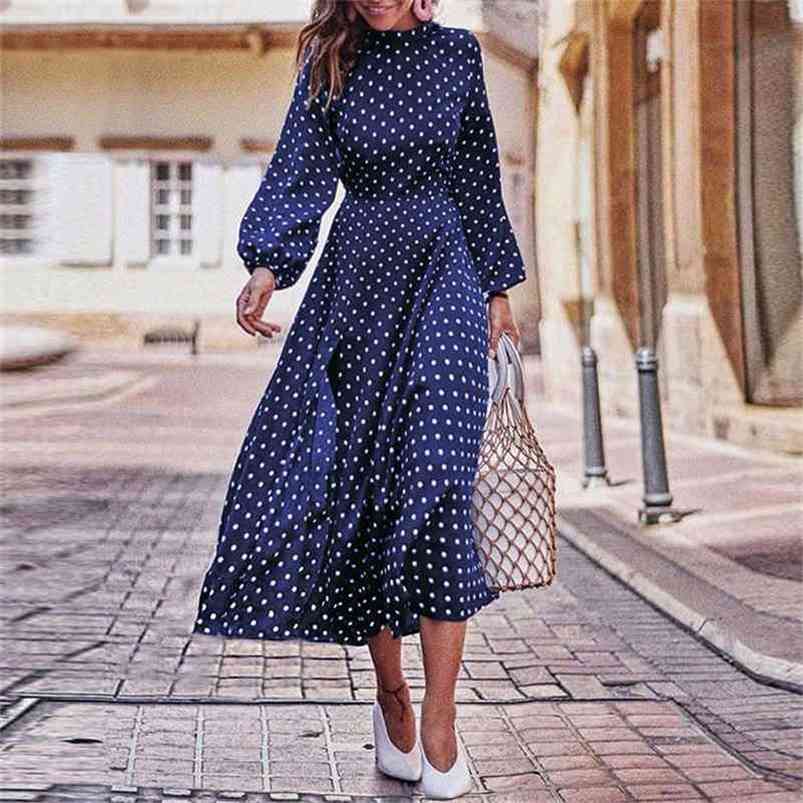 Boho Lantern Sleeve Polka Dot Printed Long Dres Elegant Vintage Stand Collar Long Sleeves Autumn Dress Plus Size 210721, Blue
Boho Lantern Sleeve Polka Dot Printed Long Dres Elegant Vintage Stand Collar Long Sleeves Autumn Dress Plus Size 210721, Blue