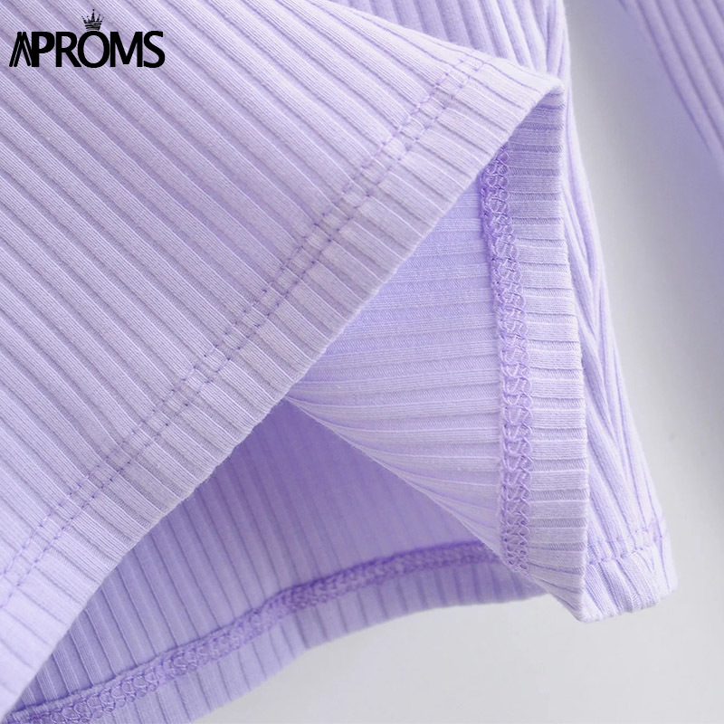 Aproms Elegant Autumn Ribbed Knitted Long Sleeve T-shirt Women Sexy Bodycon Crop Top Female Street Fashion Black Tshirt Tee 210310