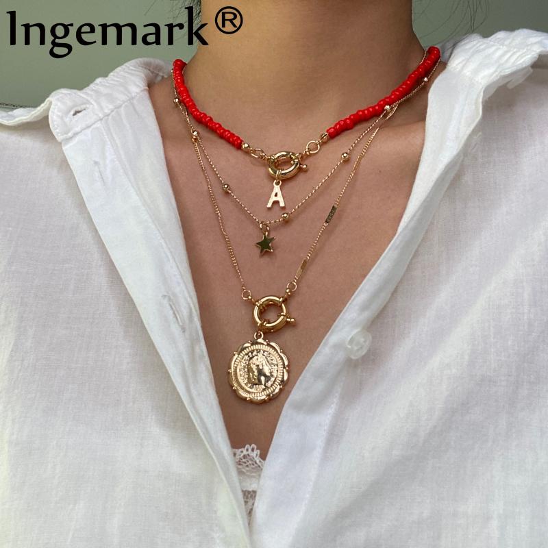 Pendant Necklaces 3Pcs/Set Fashion Letter Portrait Coin Star Necklace Women Boho Handmade Beaded Chains Vintage Punk Choker Collar Jewelry
Pendant Necklaces 3Pcs/Set Fashion Letter Portrait Coin Star Necklace Women Boho Handmade Beaded Chains Vintage Punk Choker Collar Jewelry