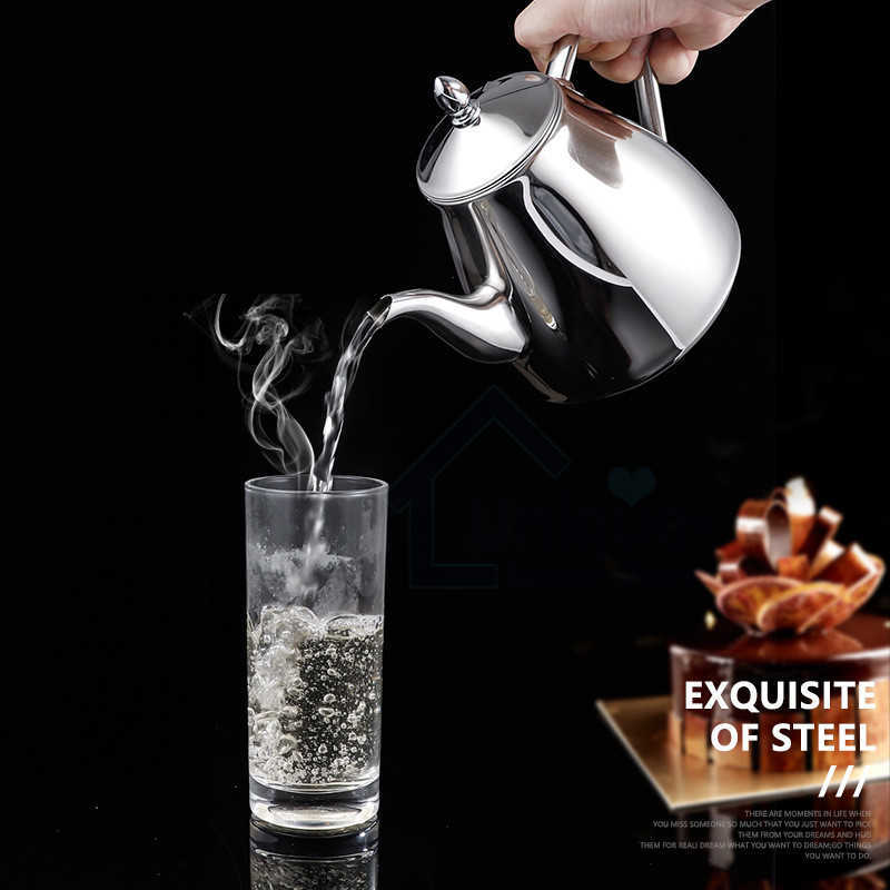 Stainless Steel Kettle Tea Pot For Induction With Filter Seven pot -Egged Set 210813
