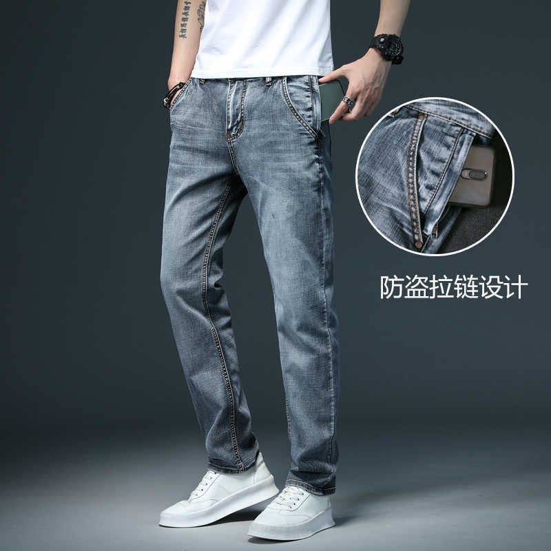 2020 New Men's Theft-proof Zipper Jeans Business Casual Regular Fit Fashion Denim Trousers Male Straight Vintage Blue Pants X0621
2020 New Men's Theft-proof Zipper Jeans Business Casual Regular Fit Fashion Denim Trousers Male Straight Vintage Blue Pants X0621