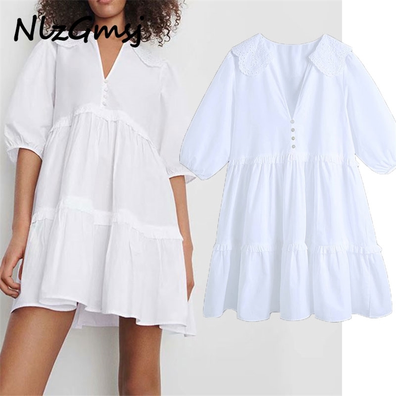 Dres Sweet Hollow Out Embroidery Patchwork White Poplin Mini Female Chic Ruffles Summer Vestido 03 210628, As picture
Dres Sweet Hollow Out Embroidery Patchwork White Poplin Mini Female Chic Ruffles Summer Vestido 03 210628, As picture