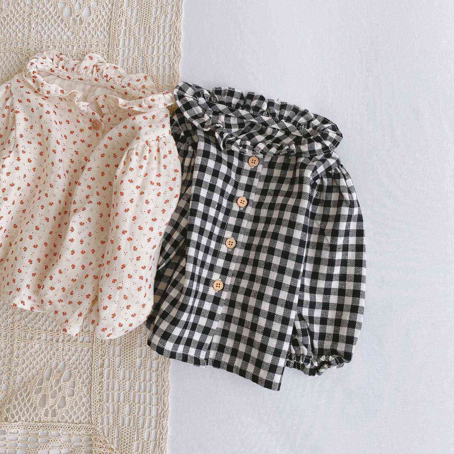 Plaid Shirt Autumn Baby Girl Floral Long-Sleeve Blouse toddler girl fall clothes girls blouse 210702