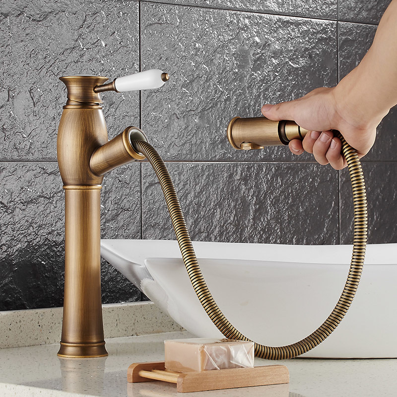 2021 New Copper Sink Faucet Pull Out Spray Spout Hot & Cold Antique Brass Bathroom Basin Mixer Luxury Water Tap Moyl
2021 New Copper Sink Faucet Pull Out Spray Spout Hot & Cold Antique Brass Bathroom Basin Mixer Luxury Water Tap Moyl