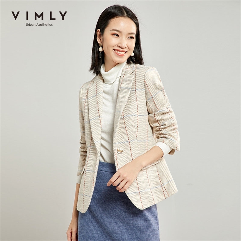 Vimly Women Stripe Wool Coat Vintage Turn Down Collar Single Button Slim Thick Office Lady Elegant Jacket Female Blazer F3703 211019, Apricot
Vimly Women Stripe Wool Coat Vintage Turn Down Collar Single Button Slim Thick Office Lady Elegant Jacket Female Blazer F3703 211019, Apricot