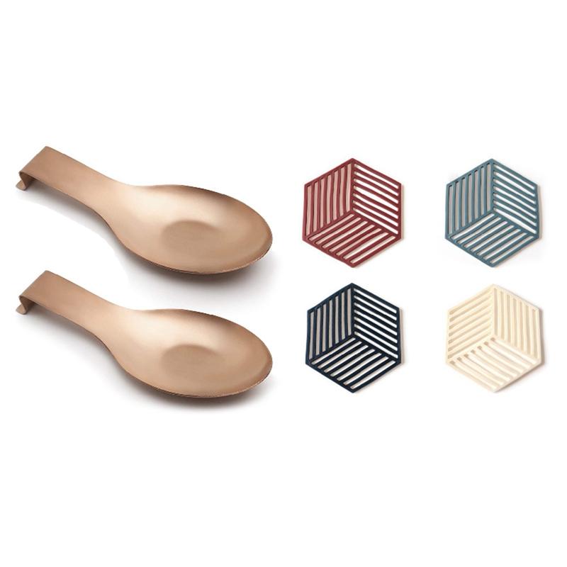 Mats & Pads 2X Spoon Rest Rose Gold 1Set Placemats Bowl Coasters Heat Insulation Anti-Scald
Mats & Pads 2X Spoon Rest Rose Gold 1Set Placemats Bowl Coasters Heat Insulation Anti-Scald