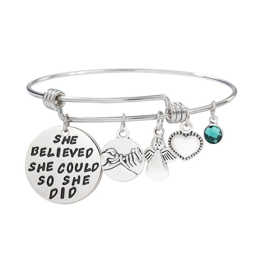 12 Birthstone Angel Heart Charm Adjustable Expandabel Bangle Bracelet Stainless Steel Wire Bracelets Wristband for Women Girls Birth Day Fas, Black
12 Birthstone Angel Heart Charm Adjustable Expandabel Bangle Bracelet Stainless Steel Wire Bracelets Wristband for Women Girls Birth Day Fas, Black