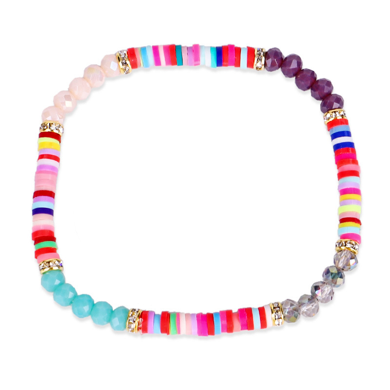 Summer Beach Style Colorful Crystal Beads Strands Creativity Polymer Clay Disc Bracelet Jewelry