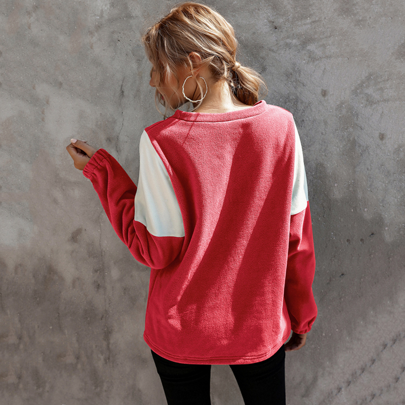 BornToGirl Autumn Winter Women's Loose Round Neck Long Sleeve White Red Green Hoodies Sweatshirt 201028