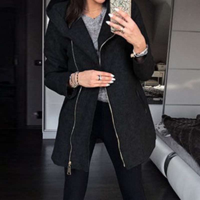 Women Autumn Winter Fleece Sweatshirt Hoodie Long Zipper Hoodies Jacket Pockets Coat Outwear Sudaderas Para Mujer 201019