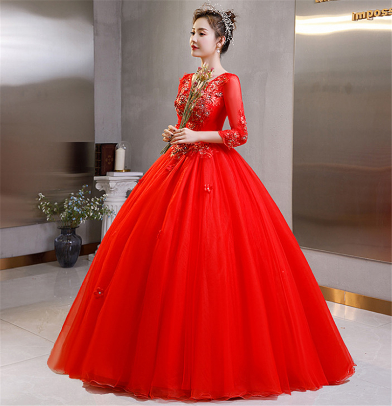2021 Stock Quinceanera Dresses appliques Elegant Beautiful Party Prom Formal Floral Print Ball Gowns Vestidos De 15 Anos QC1375