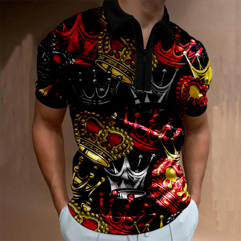 Crown pattern men's zipper polo shirt high quality comfortable breathable fashionable cool daily travel work party, Picture 1
Crown pattern men's zipper polo shirt high quality comfortable breathable fashionable cool daily travel work party, Picture 1