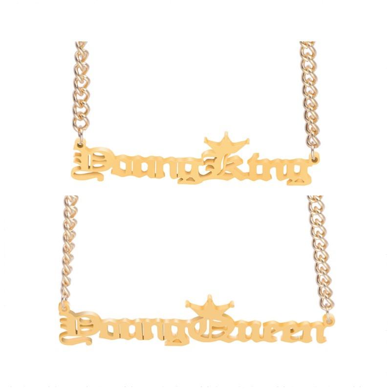 Pendant Necklaces Fashion Stainless Steel Queen And King Letters Crown Necklace Collar For Women Jewelry Men Lovers Valentines Gift
Pendant Necklaces Fashion Stainless Steel Queen And King Letters Crown Necklace Collar For Women Jewelry Men Lovers Valentines Gift