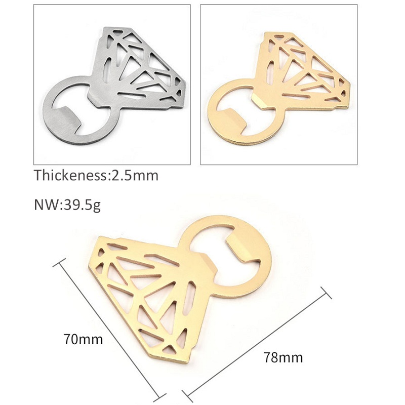 Unique Golden Dia Shaped Bottle Creative Gift Wedding Birthday Opener for Beer Wine Beverage HWE7110 Free shipping