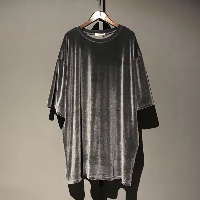 Summer New Oversize Women T Shirt Fashion Solid Velvet O Neck T Shirts Female O Neck Streetwear Tee Tops 210306