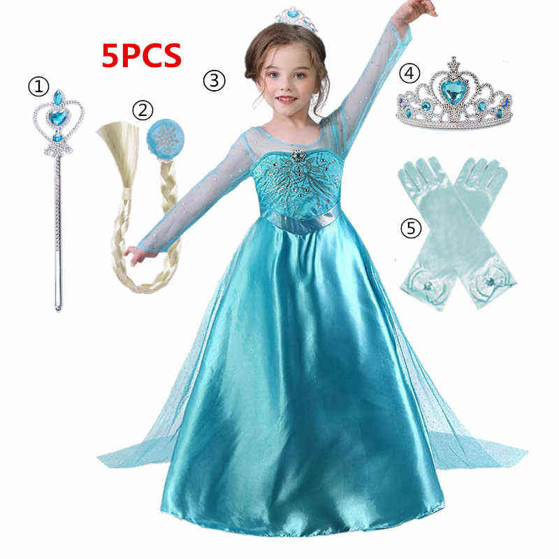 Fancy Girl Princess Dresses Beauty Belle Cosplay Costume Snow Christmas Halloween Princess Dress up Children Party Clothes 211029