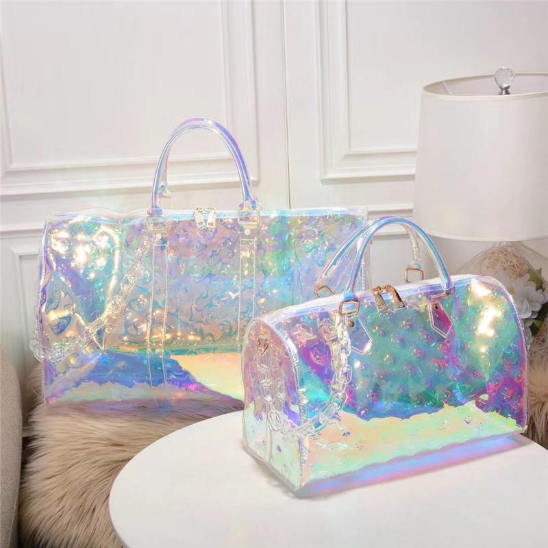 Duffel Bags Women's Travel Bag With Classical Laser Rainbow Print, Clear Bag, Pvc Holographic Imprint, Rainbow laser s
Duffel Bags Women's Travel Bag With Classical Laser Rainbow Print, Clear Bag, Pvc Holographic Imprint, Rainbow laser s